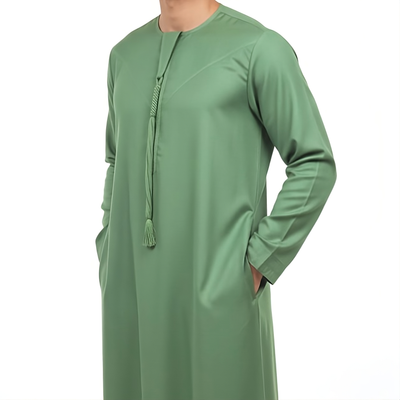 Premium Emirati Thobe Kandura with Zip & Detachable Tarboush Tassel